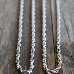 Tarnish Free Rope Chain Necklace - Stainless Steel Waterproof Hypoallergenic Jewelry - 2mm 4mm Unisex Necklace -Everyday Jewelry
