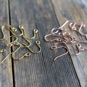 Earring Hooks 18k Gold Filled Rose Gold Filled , 20 gauge Ball End Earwires, 10 Pairs 20 Units image 2