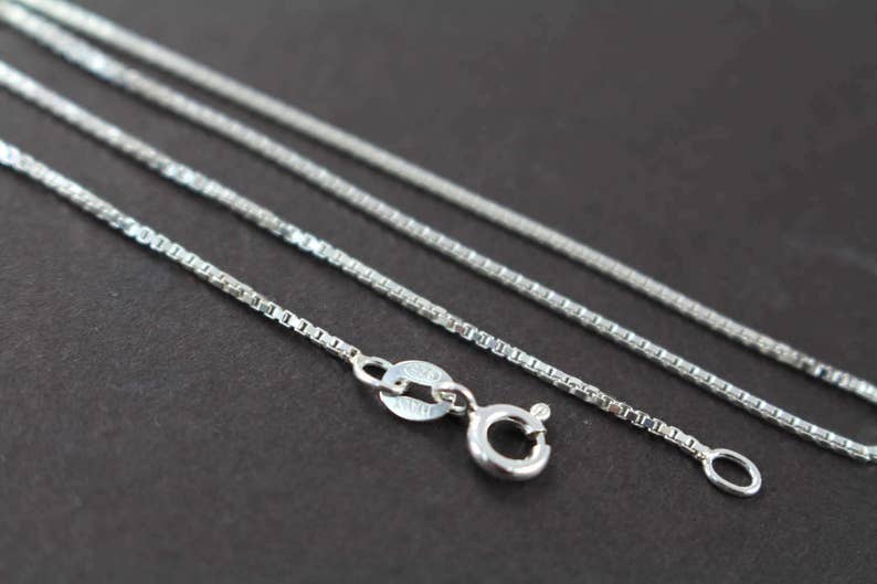 Bulk Wholesale Chains Box Chain Necklaces 1mm 925 Sterling Silver 14 16 18 20 22 24 inches 5 Finished Chains image 2