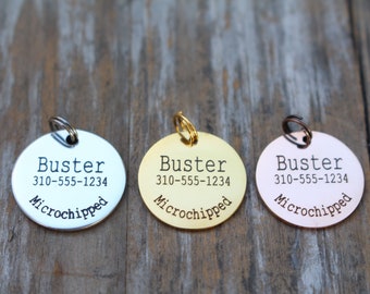 Microchipped Pet ID Tag - Dog Cat Personalized Identification Tag - New Puppy Gift