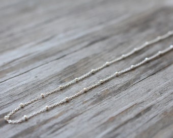 5 Wholesale Silver Satellite Bead Chain Necklaces Bulk , 5 Dainty Satellite Ball Chain Necklaces , 925 Sterling Silver