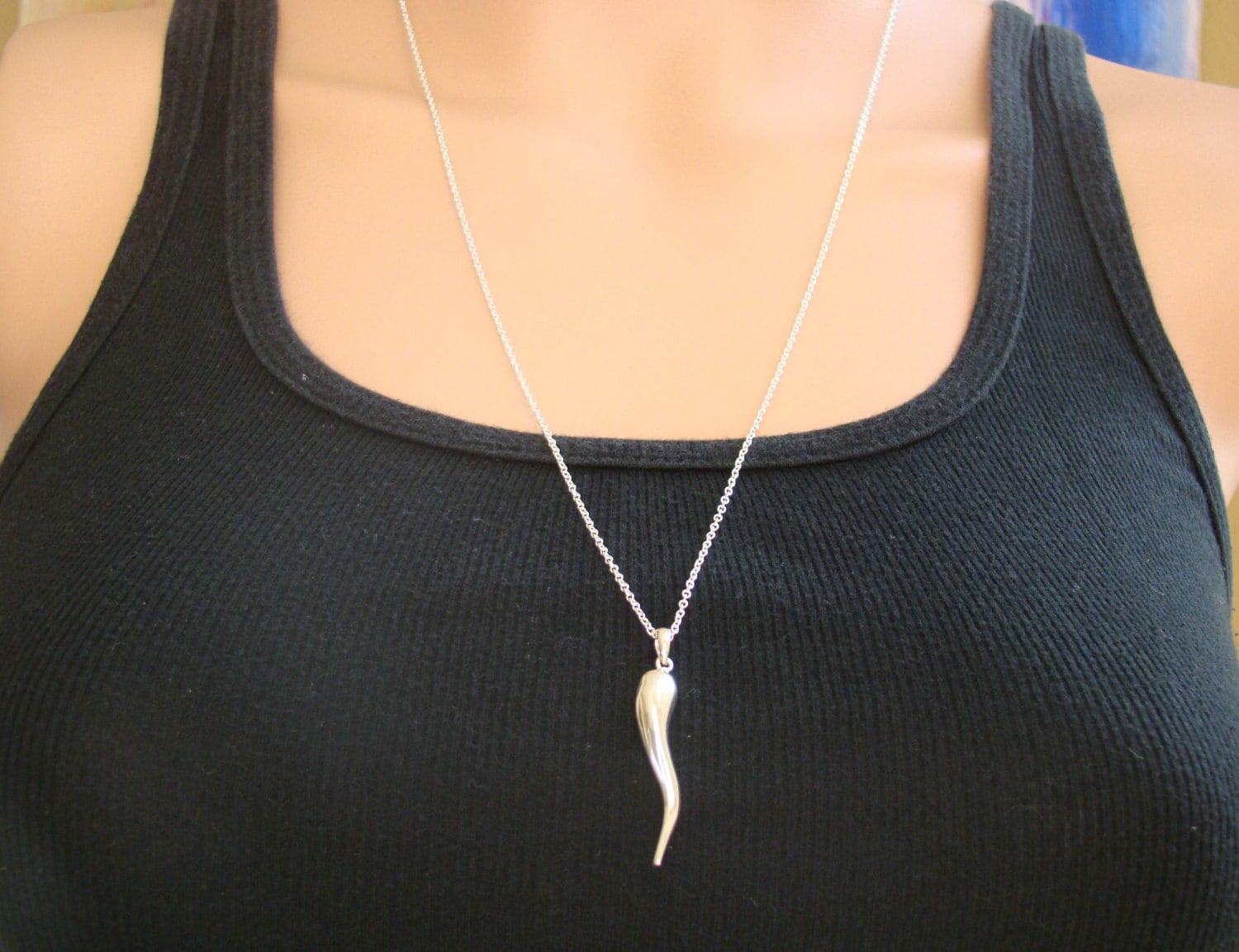 Sterling Silver Italian Horn Necklace – Good Luck Cornetto Charm