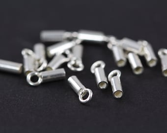 Crimp Tube, Crimps with Loop 925 Sterling Silver for up to 1.1mm Chains, 10 Units