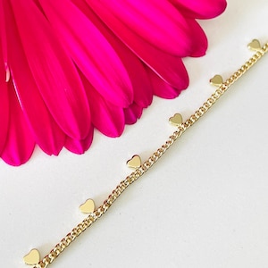 Gold Stainless Steel Heart Chain for Permanent Jewelry Making - Tarnish-Free - 3 Feet