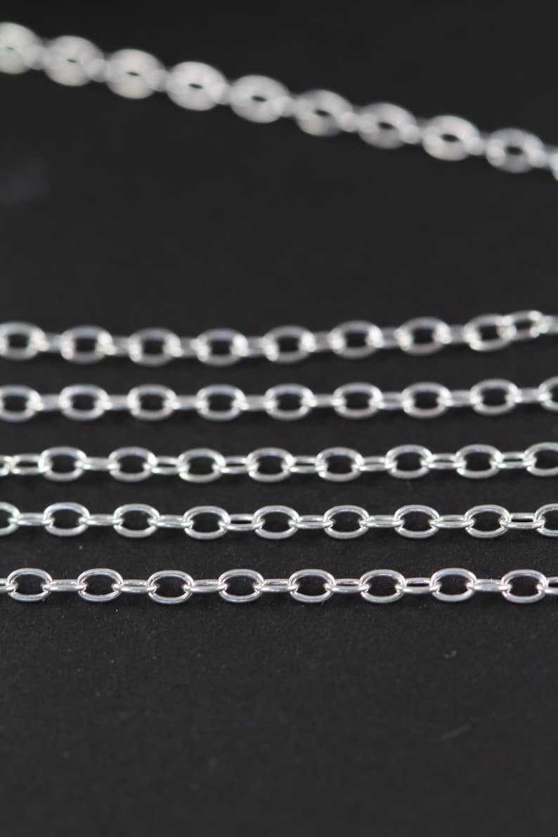 Sterling Silver Chain 10 Feet Permanent Jewelry Cable Necklace Chain Bulk Wholesale Chain Wholesale Chains 925 Sterling Silver image 1