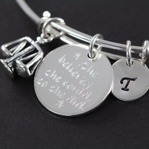 Lawyer Judge Attorney, Law School Graduation Gift Personalized Bangle Bracelet 925 Sterling Silver image 2