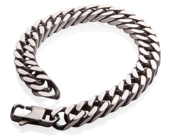 Stainless Steel Bracelet Men Boys , Curb Chain Link Bracelet , Biker Punk Rock Jewelry