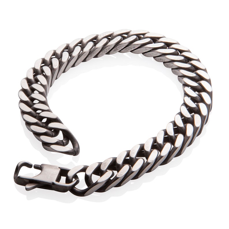 Stainless Steel Bracelet Men Boys , Curb Chain Link Bracelet , Biker Punk Rock Jewelry 