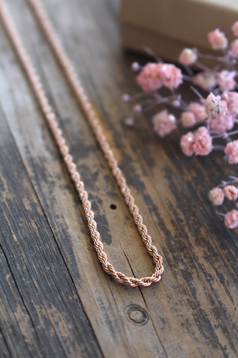 Rope Chain Necklace Rose Gold Plated 2 mm Thickness 16 18 | Etsy