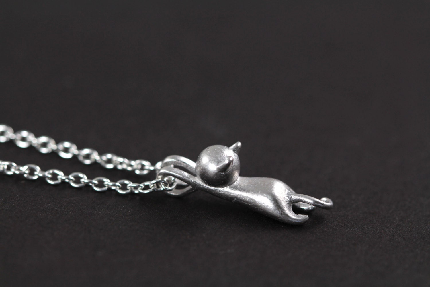 Cat Necklace Kitty Charm Pendant 925 Sterling Silver Etsy