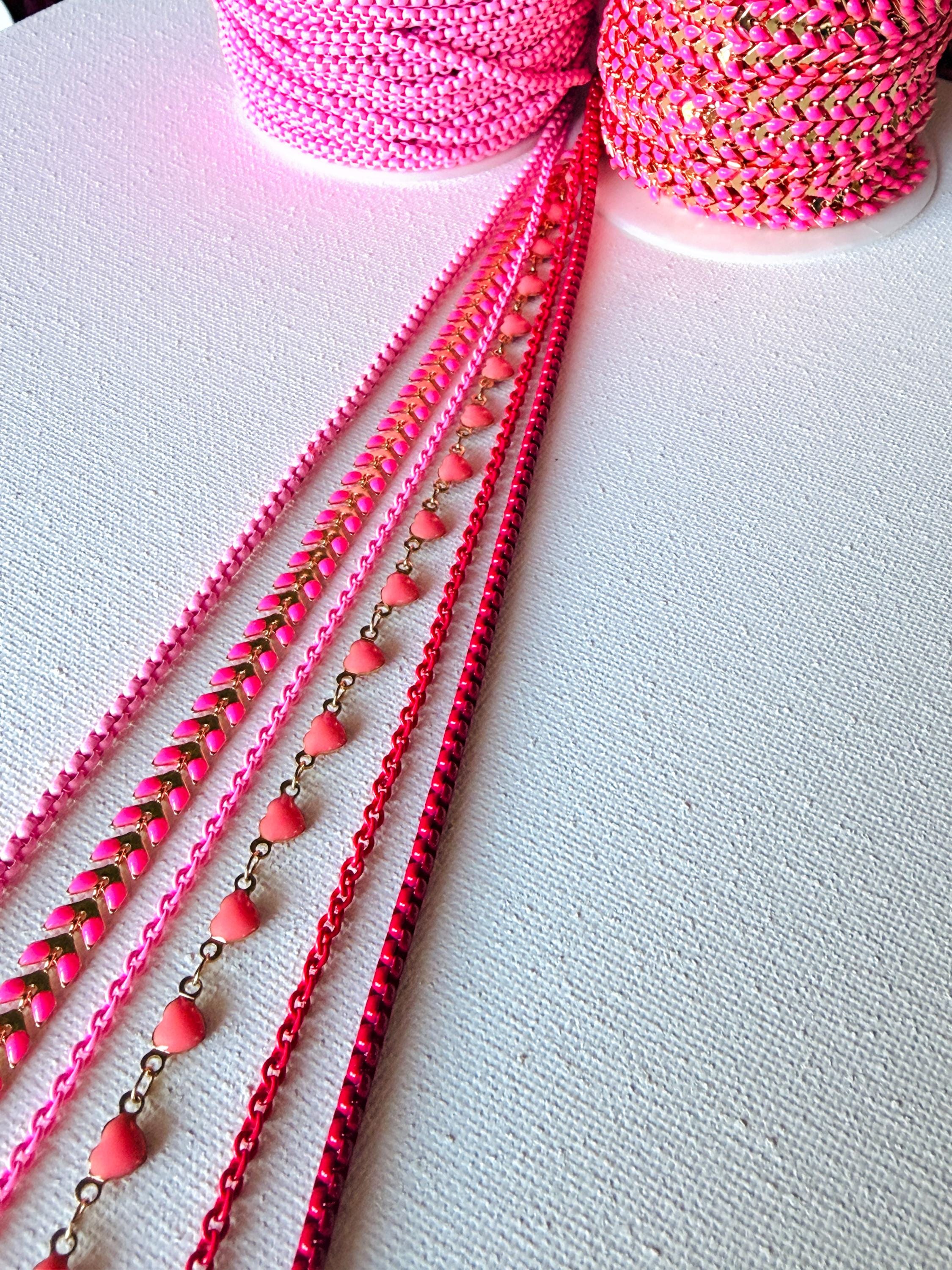 Hot Pink and Red Enamel Chains for Valentine's Day Permanent Jewelry ...