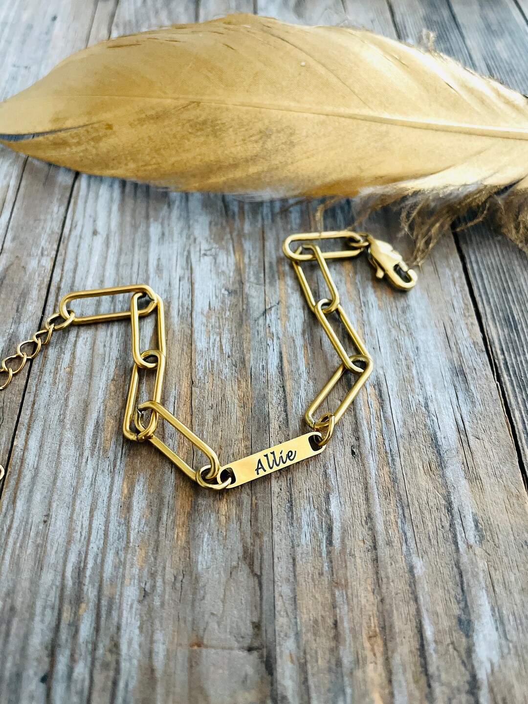 Custom Paperclip Name Bracelet Gift for Her Personalized Minimalist