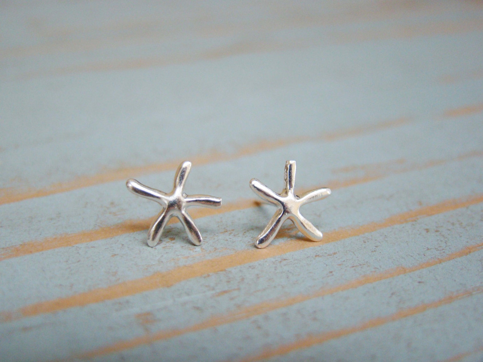 Silver Starfish Earrings Starfish Stud Earring Sterling - Etsy