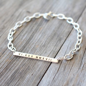 Skinny Bar Bracelet Engraved , Custom Name Plate Bracelet , Gift for Her , 925 Sterling Silver Jewelry image 4