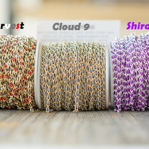 Enamel Plated Chains By The Foot- Multicolor 18k Gold Permanent Jewelry - Wholesale Bulk Chain - Purple Orange Red Gray Yellow