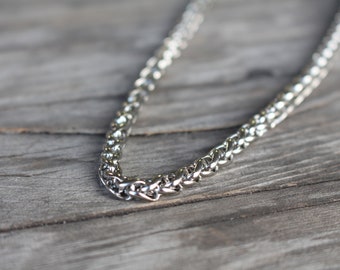 Antique Silver-V277 Bead Cage 32mm Two Dolphin Stainless Steel Chain Necklace