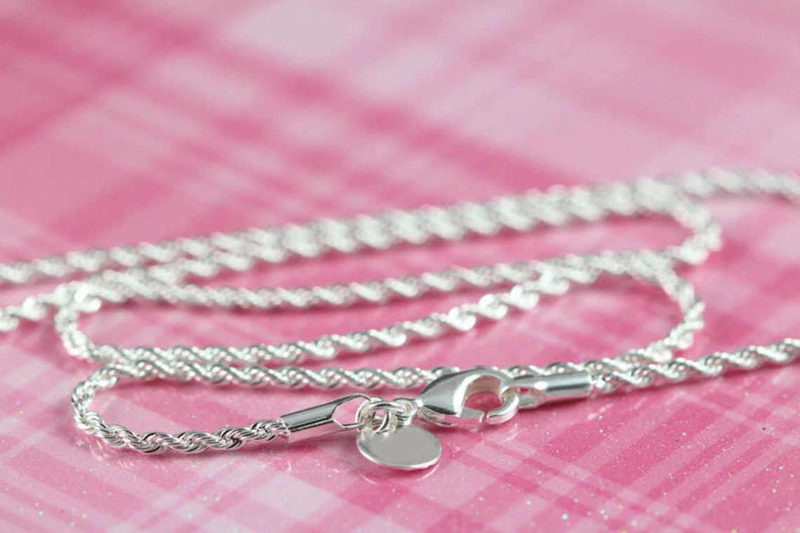 Silver Necklace Silver Rope Chain Necklace Silver Chain Etsy