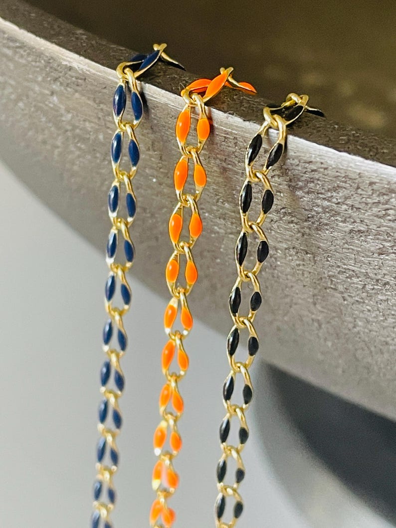 Enamel Rolo Chain by the Foot – 18k Gold, Fall Colors - Etsy Canada