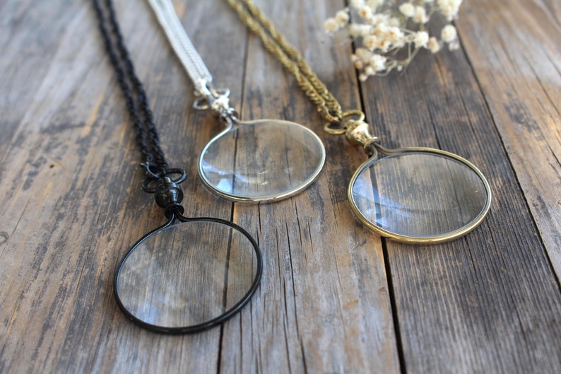 Magnifying Necklace 42mm Vintage Nautical Pocket Style Monocle Necklace Magnifier Glass Stocking Stuffer Christmas gift for her or him image 4