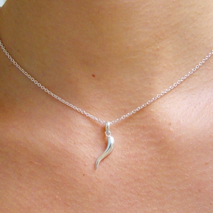 Italian Horn Necklace - Birthday Gift - 925 Sterling Silver , Good Luck Necklace, Friendship Necklace , Cornicello , Cornetto N002