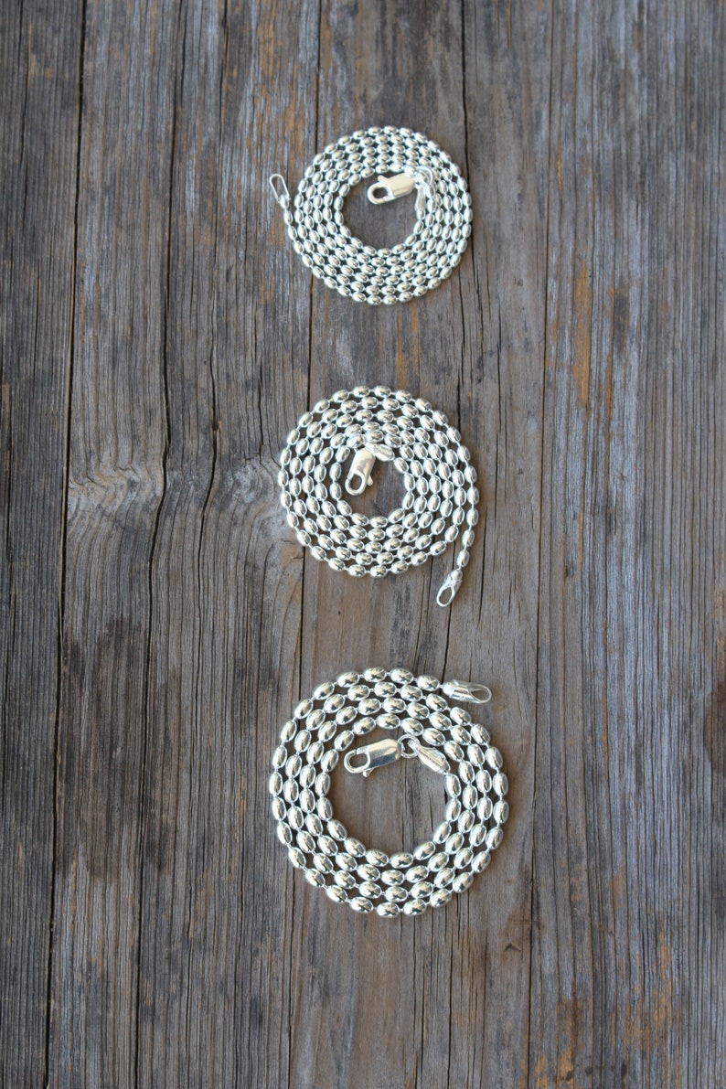 Silver Oval Bead Necklace 925 Sterling Silver Necklaces Etsy