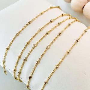 18k Gold Chain by the Foot - Satellite Ball Chain 18k Gold - Wholesale Chains Bulk