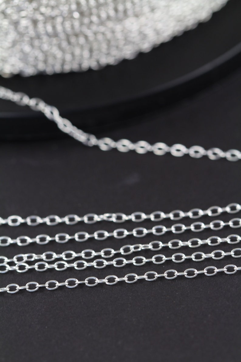 Sterling Silver Chain 10 Feet Permanent Jewelry Cable Necklace Chain Bulk Wholesale Chain Wholesale Chains 925 Sterling Silver image 3