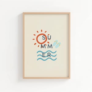 summer decor, summer wall art print, summer poster, printable wall art, digital print, digital download, summer season art