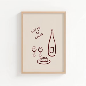 wine lover gift, kitchen wall art, kitchen poster, wine print, wine poster, printable wall art, line art, bar art print, bar cart print