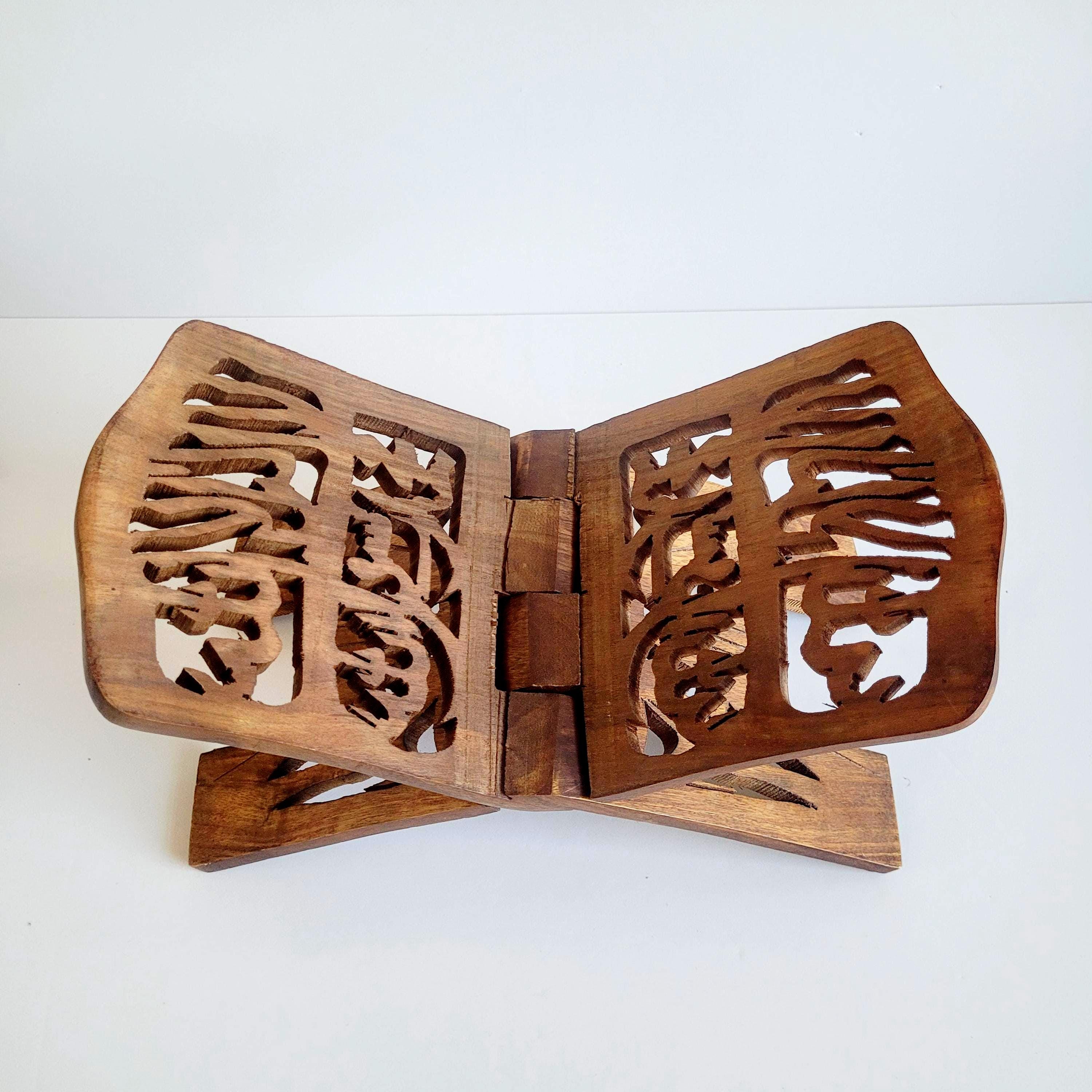 Wooden Book Stand, Holy Wooden Folding Book Stand Religious Prayer, Free Reading Stand, Wooden Book Holder For Reading Geeta, Bible, Quran