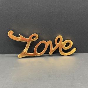 Vintage Brass Cursive Love Script Sign, Romantic Tabletop Shelf Decor