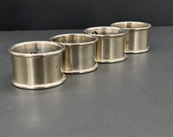 Vintage Silver and Golden Tinge Napkin Rings, Set of 4 Heavyweight Brass Table Decor, Minimalist Modern Dining Accessories