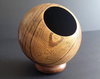 Vintage Mid-Century Modern Wood Orb Desk Organizer, Atomic Era Style