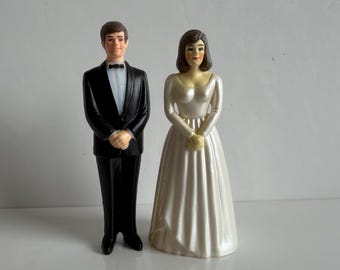 1986 Bakery Crafts Bride Groom Wedding Cake Topper, Retro 80s Cincinnati Collectible