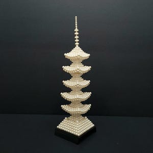 RARE RARE RARE! Vintage Japanese Handmade Collectible Faux Pearl 5-Tier Pagoda Tower