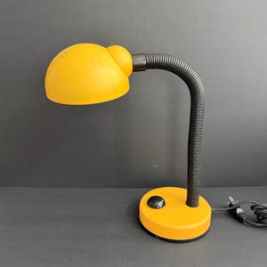 Vintage Yellow Gooseneck Desk Lamp | Retro 80s Italian Design Task Light