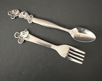 Rare Vintage Disney Mickey Mouse Fork and Spoon Set, Bonny Japan
