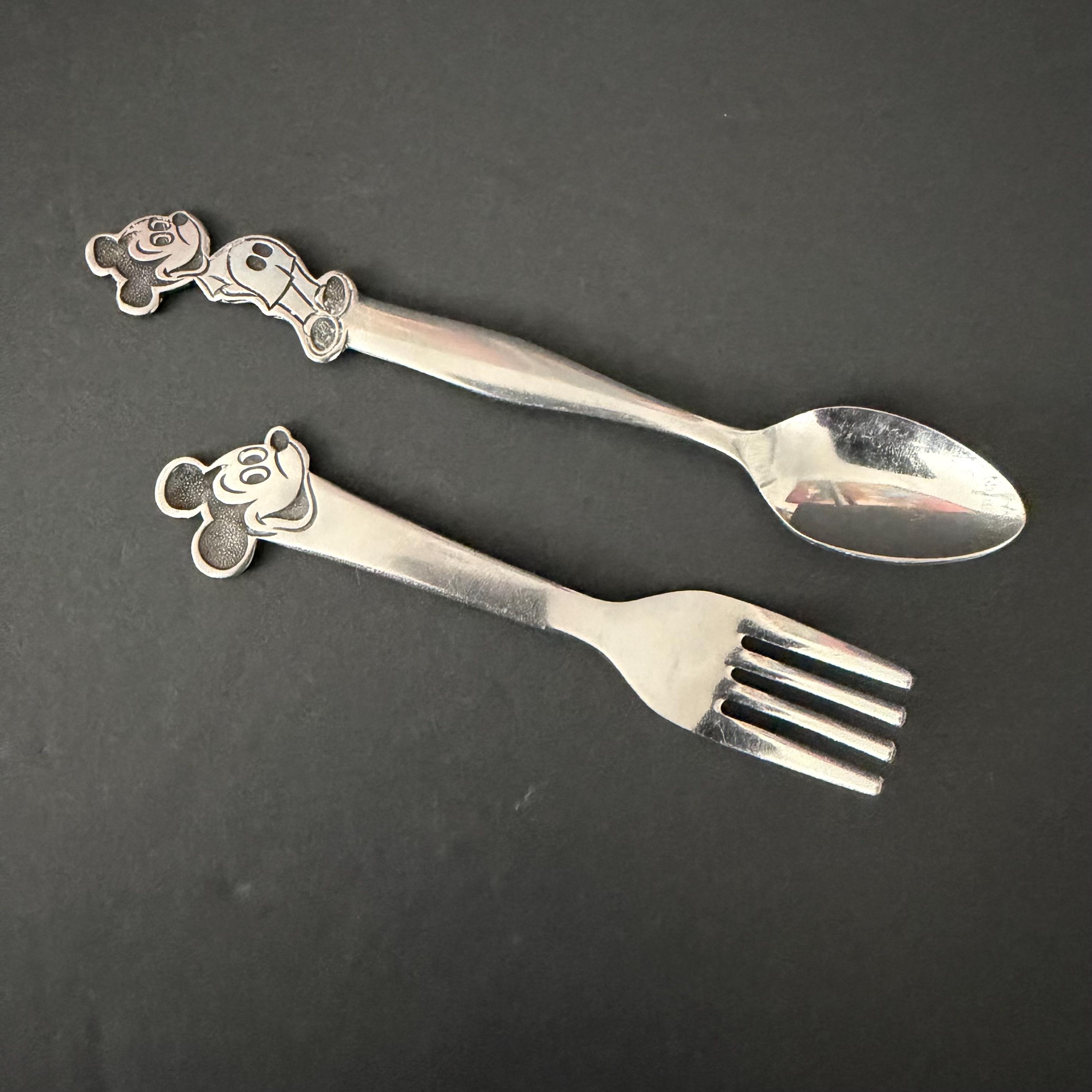 アメリカディズニーランドのミッキーマウスのスプーン Rare Vintage Disney Mickey Mouse Fork and Spoon Set, Bonny Japan