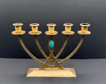 Rare Vintage IKEA Brass Candelabra, 1990s Scandinavian Modern, 4-Arm Table Centerpiece (Hanukkah Gift)