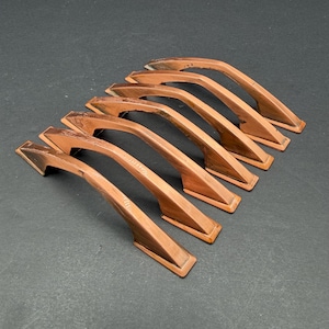 Vintage Mid Century Modern Copper Drawer Pulls – Atomic Bowtie Cabinet Handles (Set of 6)