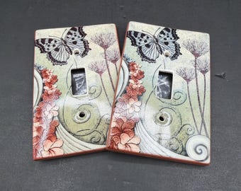 Ganz Butterfly Light Switch Cover, Vintage Botanical Wall Plate, Single Toggle Floral Outlet Decor, Cottagecore Whimsical Room Accent