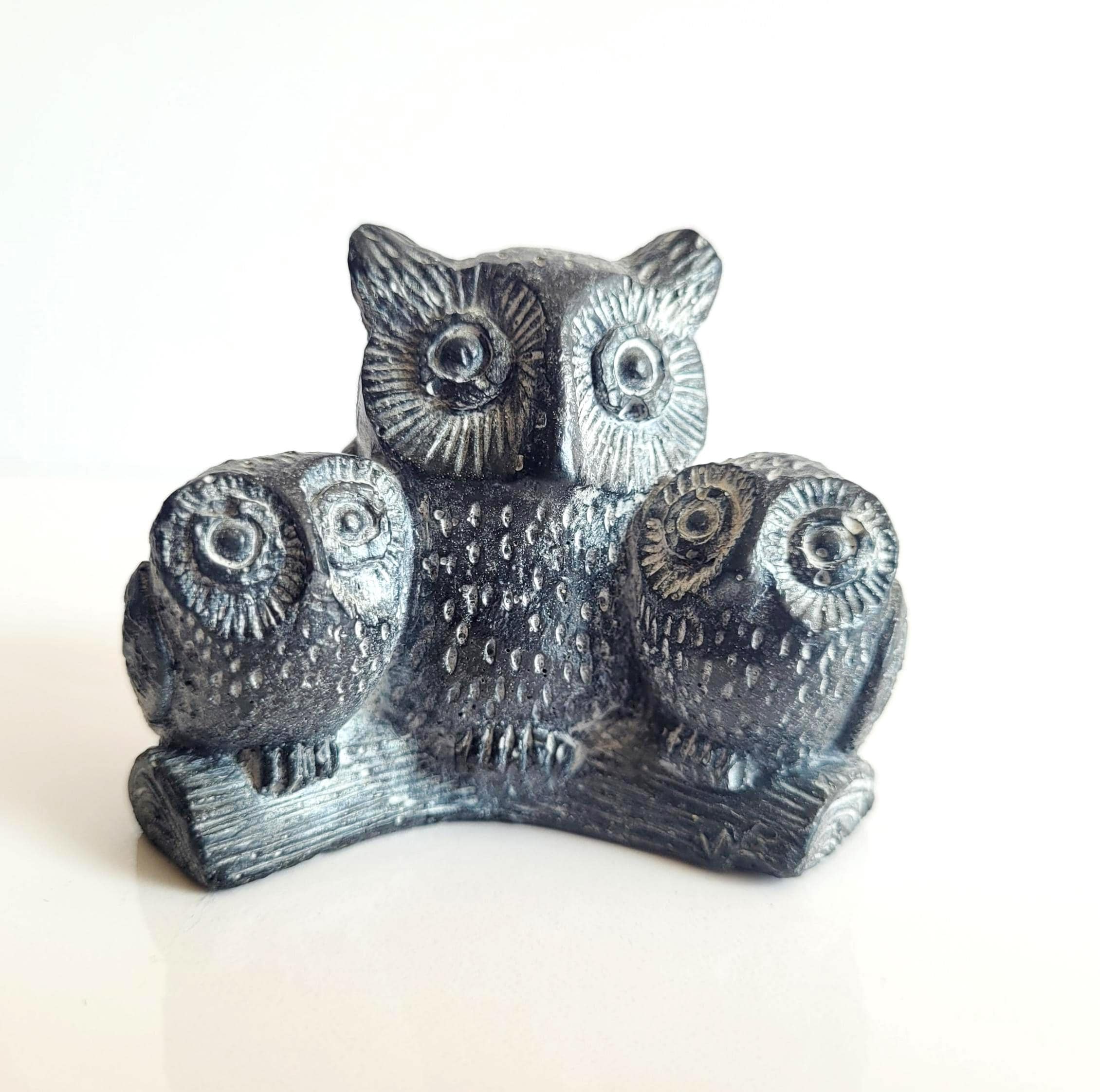 Wolf Original Handmade in Canada Three Owl Family Tree Sculpture