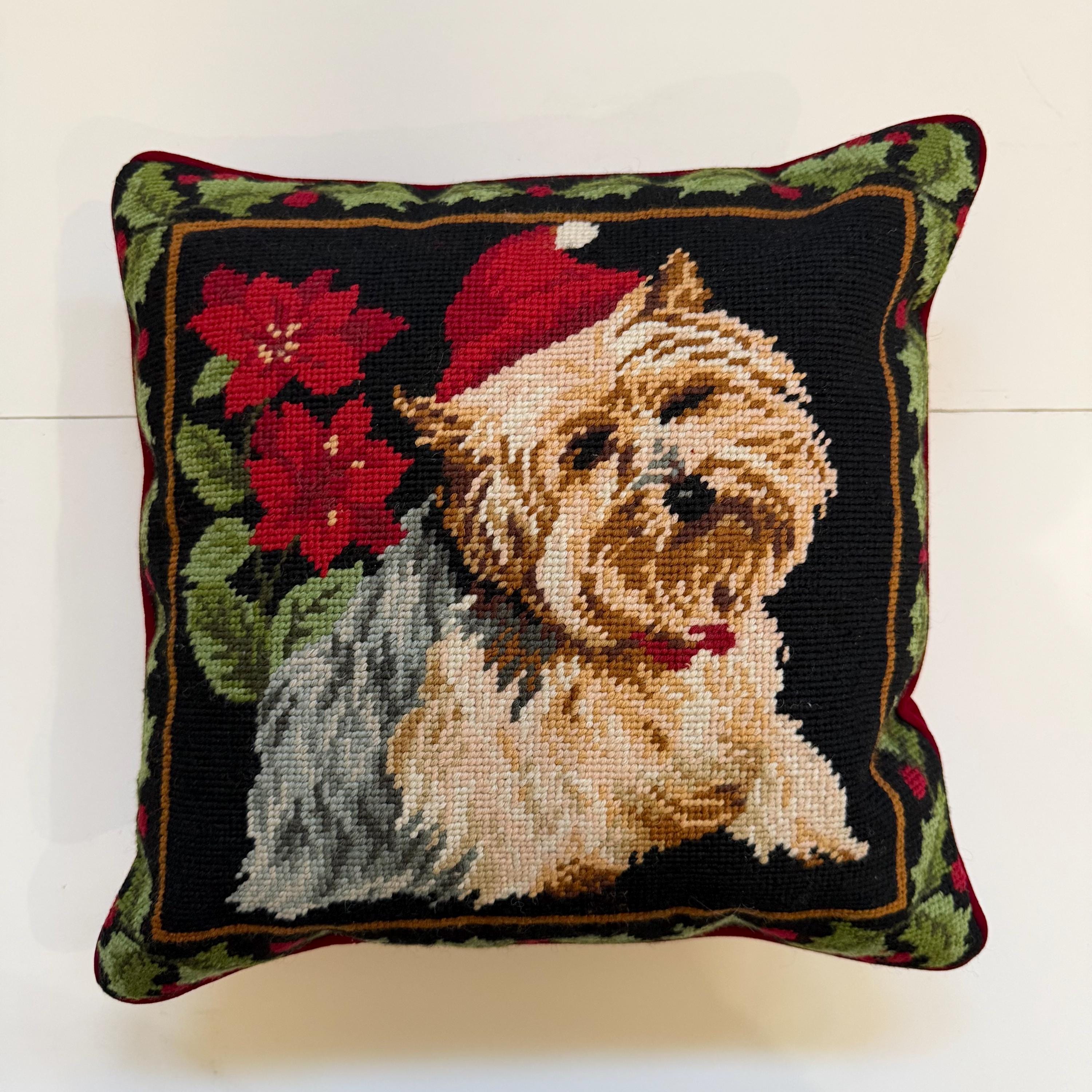 Needlepoint Pillow Yorkie - Etsy