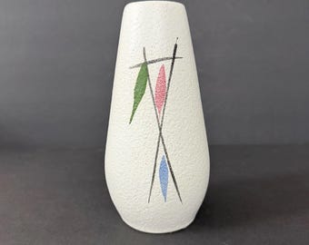 Vintage 1960s Scheurich West German Modernist Pottery Vase, Model 529-18 White Textured Glaze