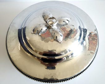 Bol en aluminium n° 557, marque continentale de commerce, aspect argenté, forgé à la main, avec anse pour couvercle floral