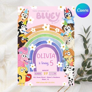 Modèle d'invitation d'anniversaire, pour les enfants, invitation de fête d'anniversaire, modèle de toile imprimable modifiable en téléchargement numérique