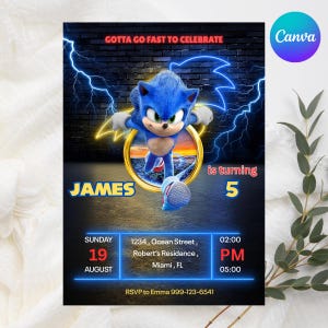 Modelo de convite de aniversário, convite para crianças, convite para festa, modelo editável para impressão no Canva, download digital