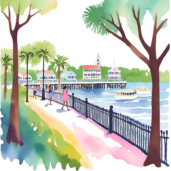 Charleston Watercolor Print – Southern Charm for Your Home