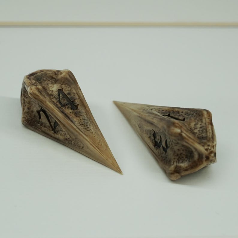 Two D4 Necrohedral Bone Dice – Woodland Rot RPG for D&D, Magic the Gathering