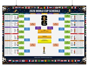 World Cup 2026 Wall Chart Png Pdf Poster, Football Match Schedule, Soccer Fixtures Chart, Printable Soccer Tournament Bracket